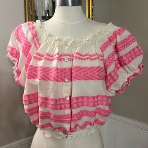 Sofia Collection Pink and Cream Cropped Top. One size. NWT